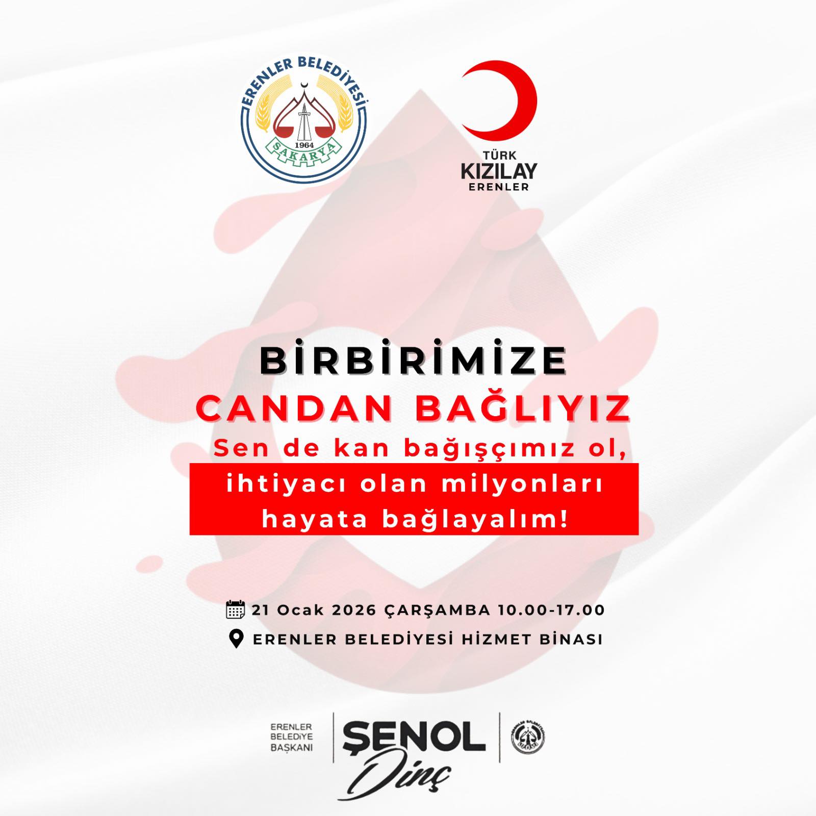 Başkan Şenol Di̇nç’ten Kan Bağişi İçi̇n Çağri