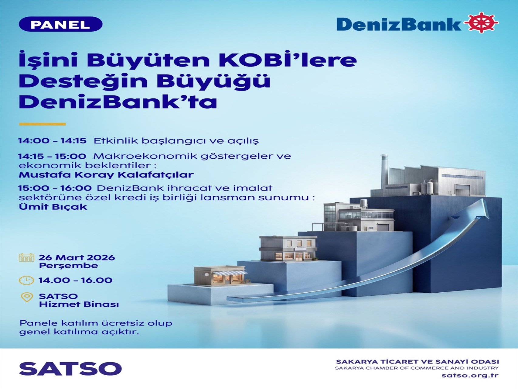 İşini Büyütmek İsteyen KOBİ'ler SATSO ve Denizbank İş Birliğindeki Panelde Buluşuyor