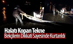 Halatı kopan tekne bekçilerin dikkati sayesinde kurtarıldı