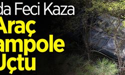 Araç Şarampole Uçtu Sürücü Yaralandı