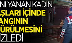 Gözyaşları İçinde Yangının Söndürülmesini İzledi
