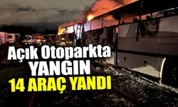 Açık Otoparkta Yangın! 14 Ataç Yandı