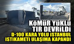 Kömür Yüklü Tır Devrildi İstanbul İstikameti Trafiğe Kapatıldı
