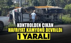 Kontrolden Çıkan Hafriyat Kamyonu Devrildi