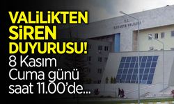 Sakarya Valiliği Duyurdu!