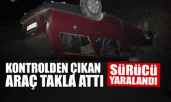 Kontrolden Çıkan Araç Takla Attı