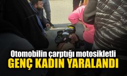 Otomobilin Çarptığı Motosikletli Genç Kadın Yaralandı