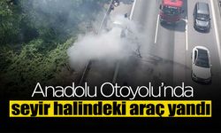 Otoyolda Seyir Halindeki Araç Yandı