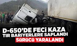 D-650’de Korkutan Kaza: Tır Bariyerlere Saplandı!