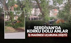 Serdivan’da Korku Dolu Anlar: İş Makinesi Uçuruma Düştü
