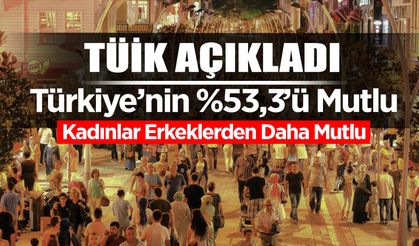 TÜİK Açıkladı: Türkiye’nin %53,3’ü Mutlu