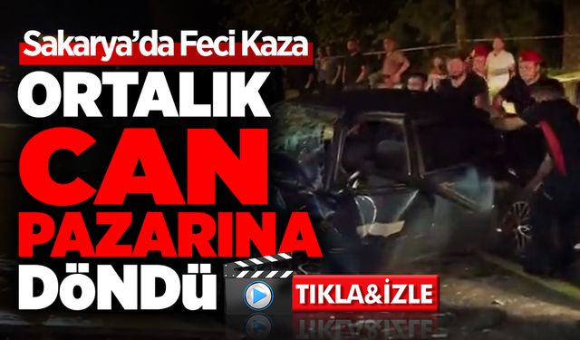 Sakarya'da Feci Kaza! İki Otomobil Kafa Kafaya Çarpıştı