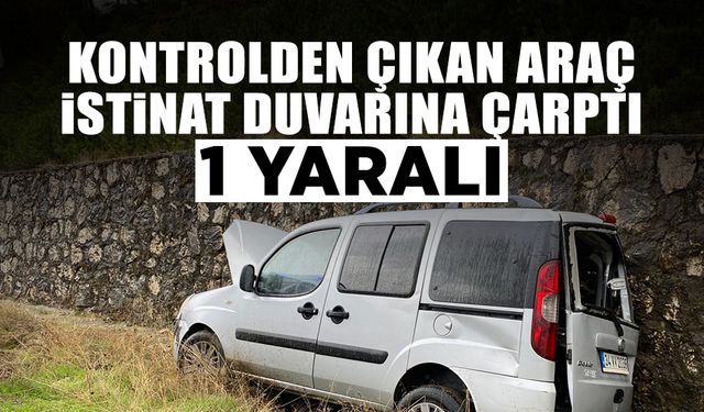 Kontrolden Çıkan Araç İstinat Duvarına Çarptı