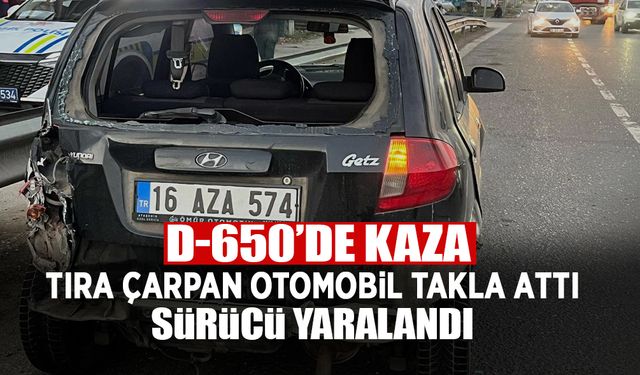 Tıra Çarpan Otomobil Takla Attı