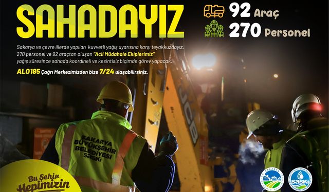 SASKİ Yağış Uyarısına Karşı 7/24 Sahada