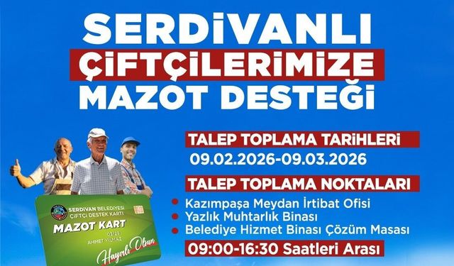 Serdivan’da Mazot Desteği İçin Son Çağrı: Başvurular Sona Eriyor