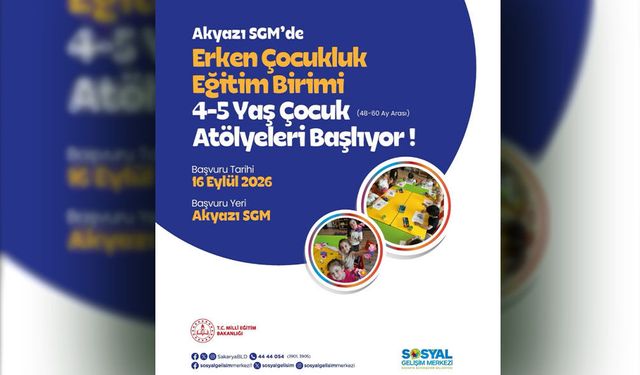 Akyazı SGM’de Çocuklar İçin Atölyeler Başlıyor