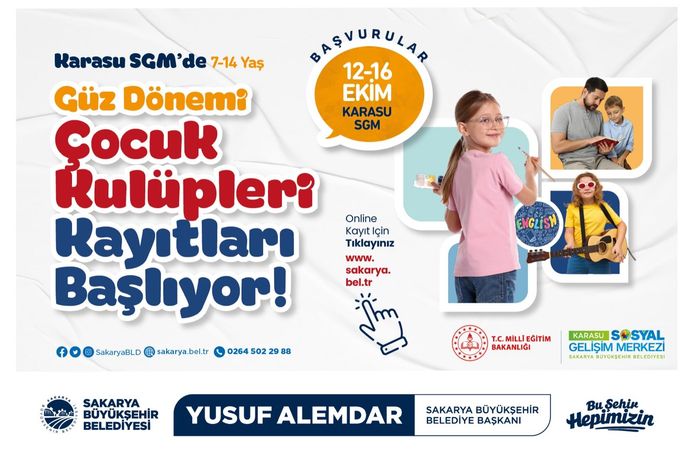 Karasu’da Çocukların Güz Dönemi Atölyeleri İçin Kayıt Zamanı