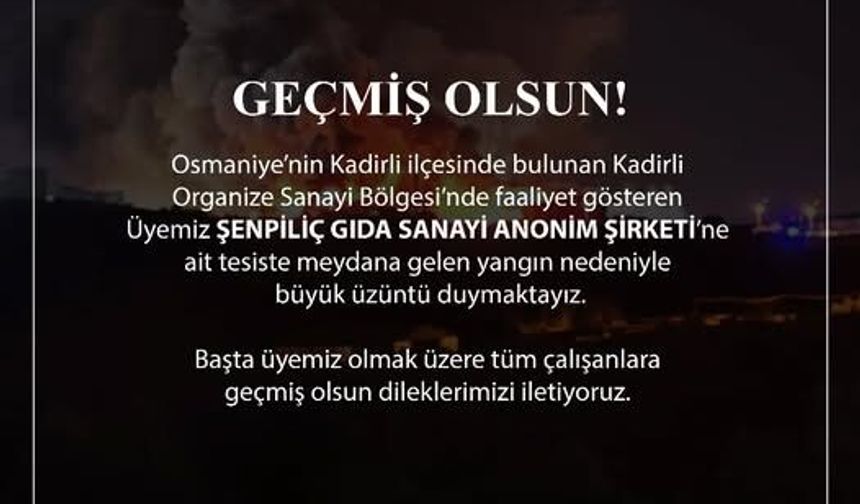 STB’den Şenpiliç Tesisindeki Yangın İçin Geçmiş Olsun Mesajı