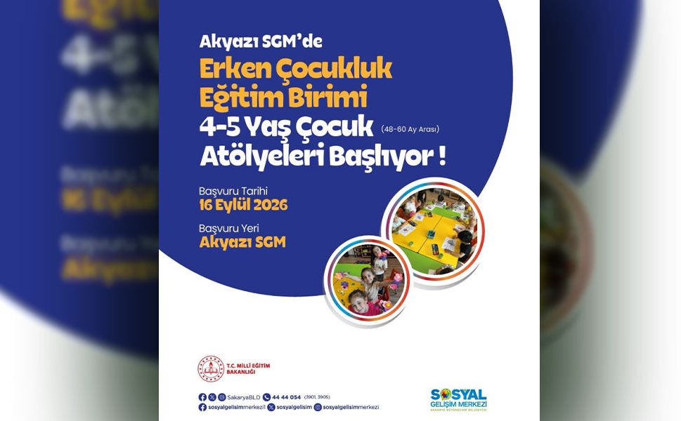 Akyazı SGM’de Çocuklar İçin Atölyeler Başlıyor