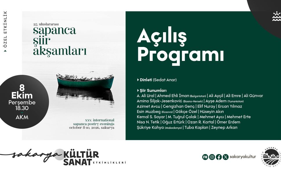 25. Uluslararası Sapanca Şiir Akşamları AKM’de Başlıyor